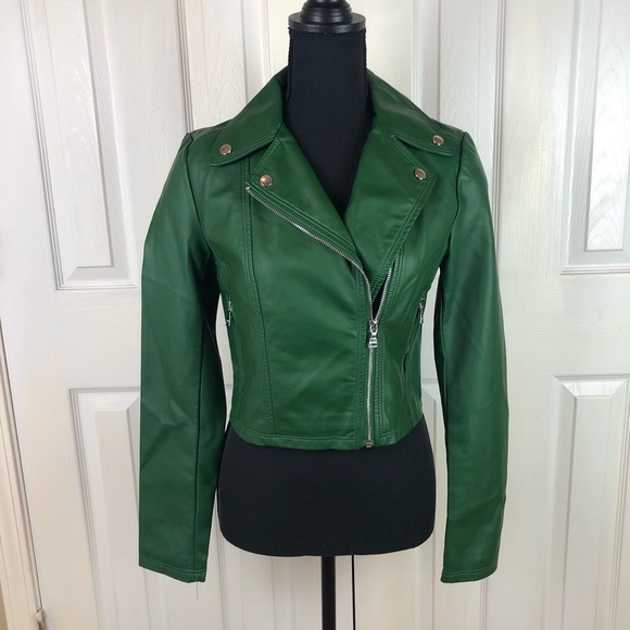 Express Green Moto Jacket XSmall - Picture 3 of 6
